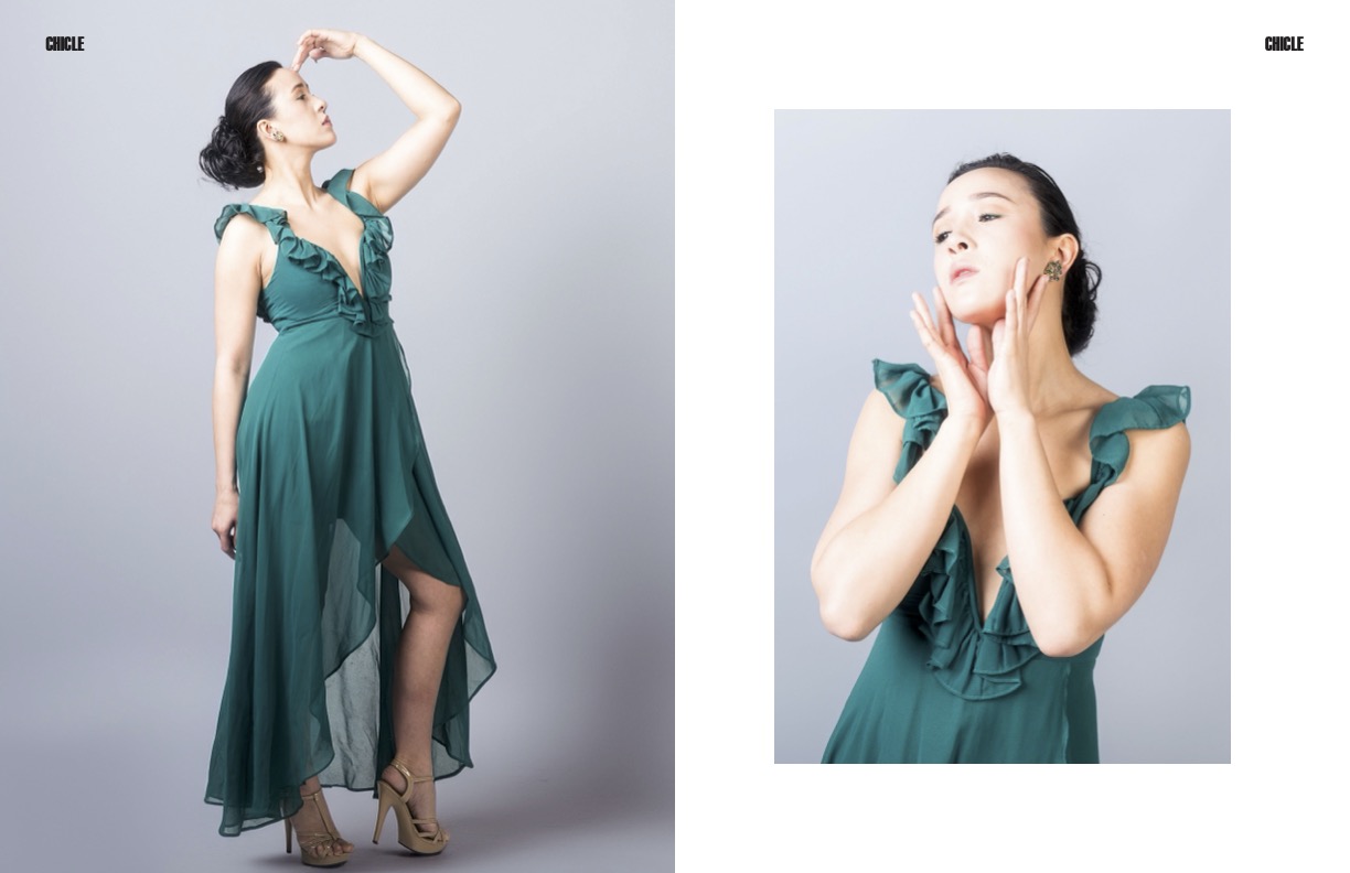 Emerald Reverie editorial — CHICLE Magazine — second spread, fashion editorial photography by Peter Scholz in collaboration with Victoria