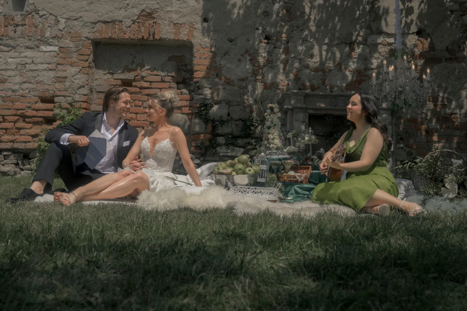Bride and groom sharing a private smile during an intimate editorial wedding scene at Schloss Haggenberg.
