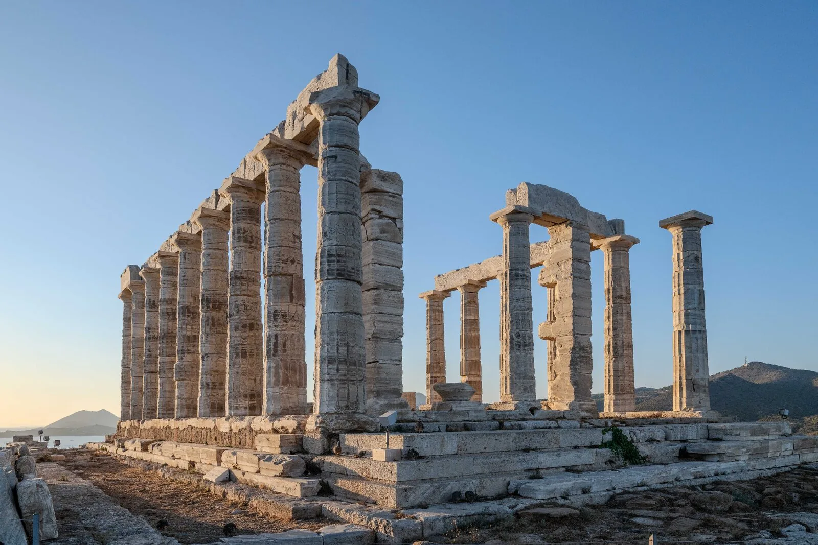 Temple of Poseidon at Cape Sounion overlooking the Aegean Sea