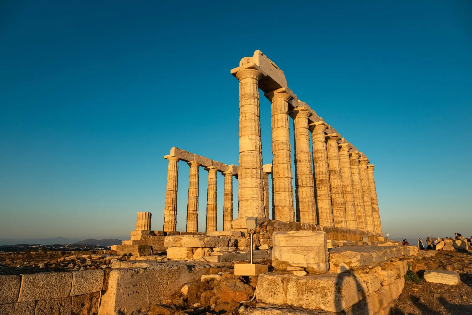 Golden hour light on the Temple of Poseidon