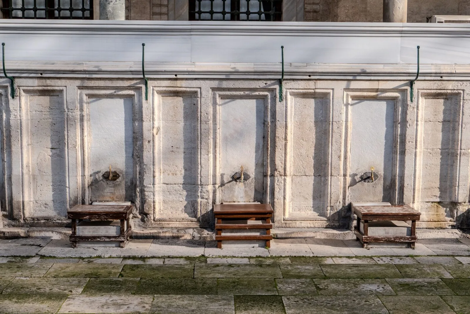 Süleymaniye Mosque Istanbul ablution fountain with marble faucets and Ottoman craftsmanship
