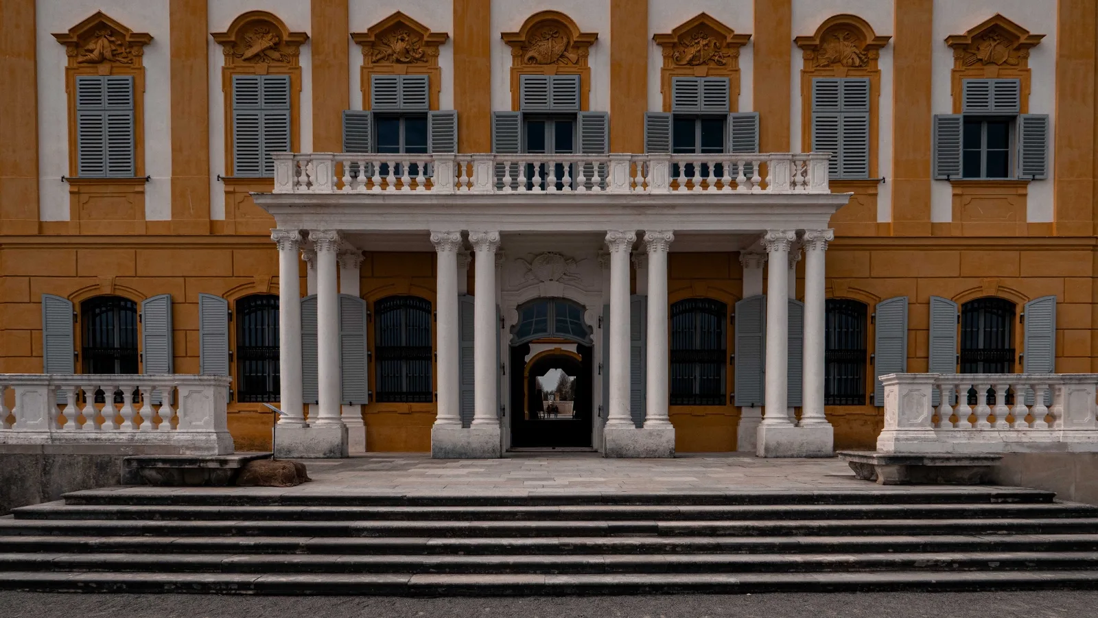 Schloss Hof entrance portico — baroque columns and ochre facade, Leica D-LUX 8 sample by schopho