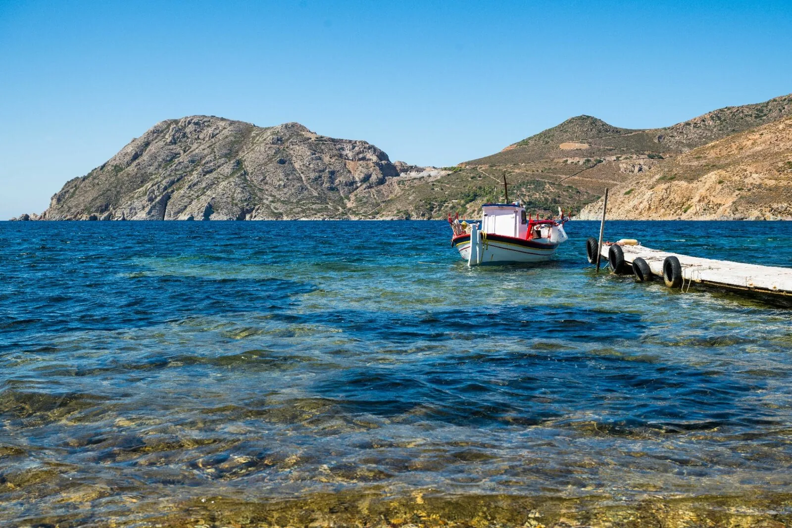 Scenic coastal village with traditional Aegean architecture